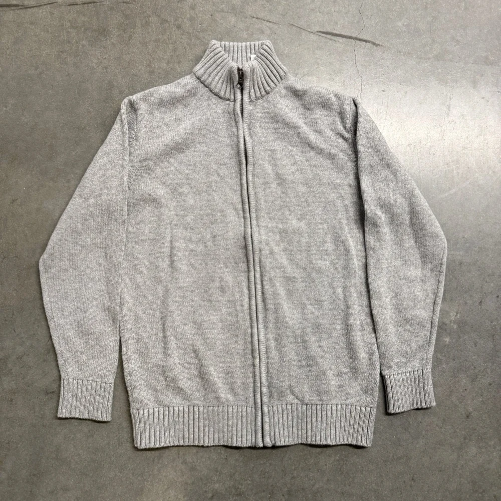 The Childrens Place Boys Gray Full Zip Cardigan Sweater Size 16 XXL Mock Neck